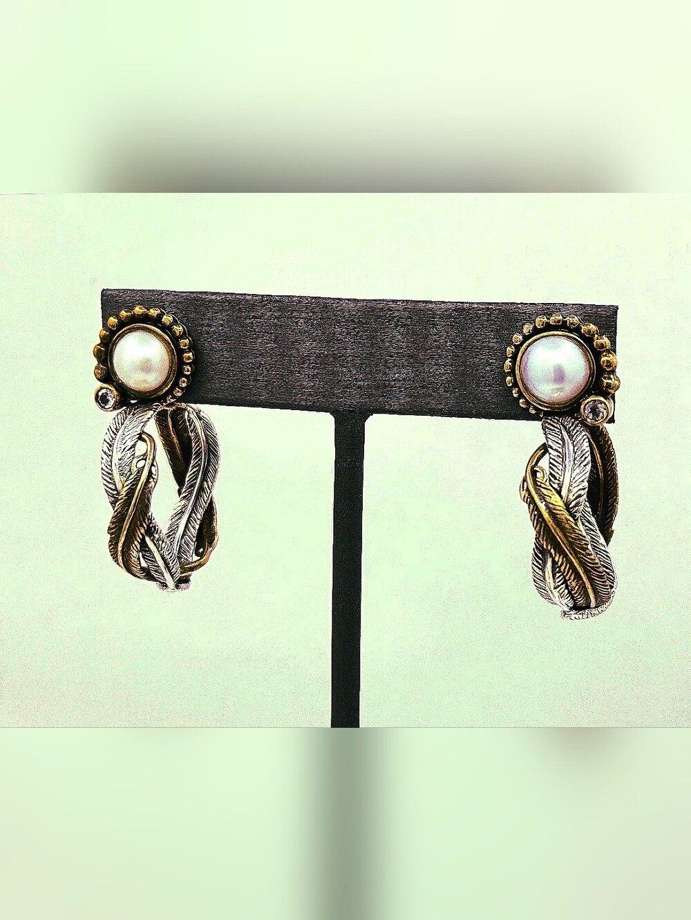 New Designer* Echo of the Dreamer* 925 Sterling Silver Pearl Hoops Earrings